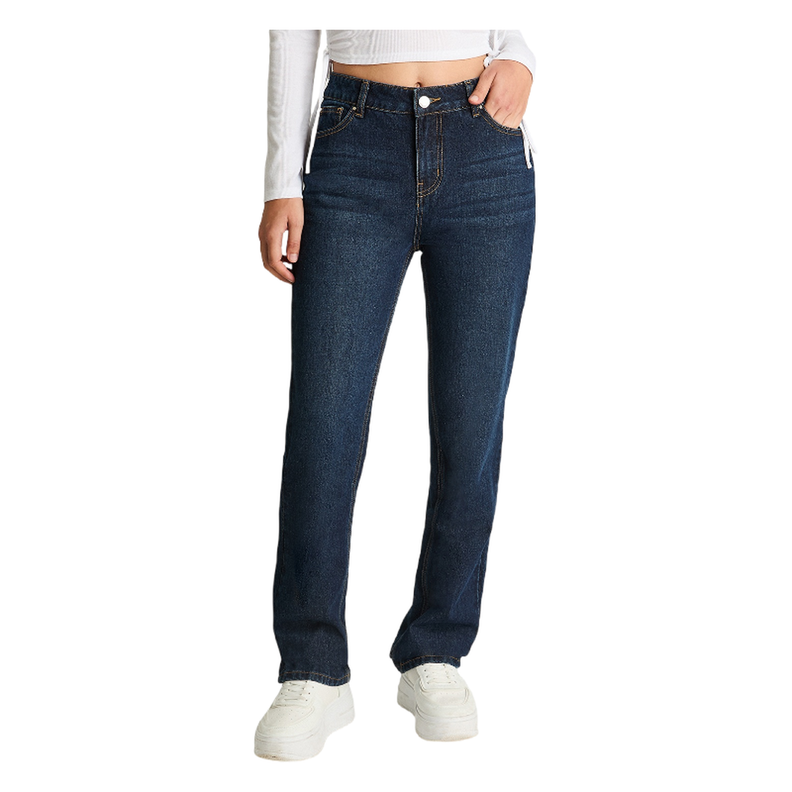 Jeans Recto Básico Azul Marino-0