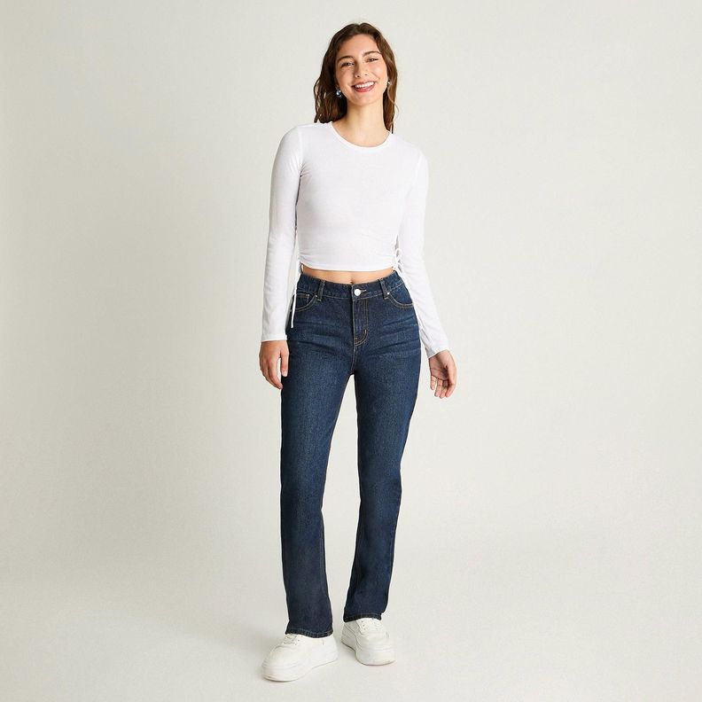 Jeans Recto Básico Azul Marino-3