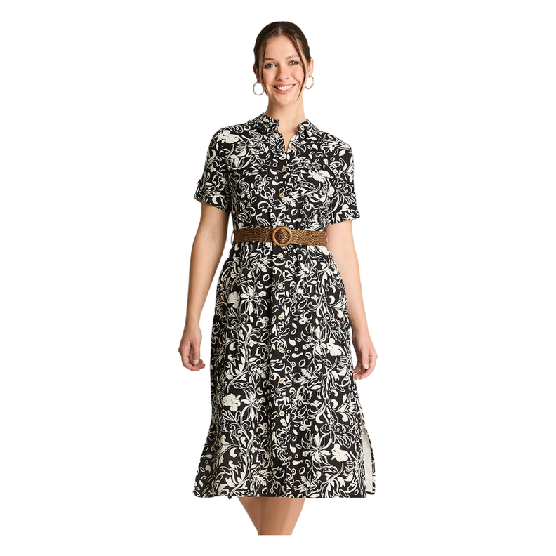 Vestido Midi Estampado Negro-0