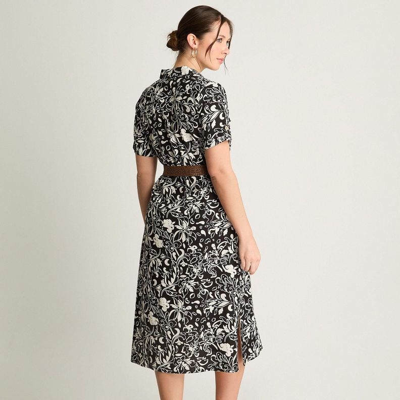 Vestido Midi Estampado Negro-1