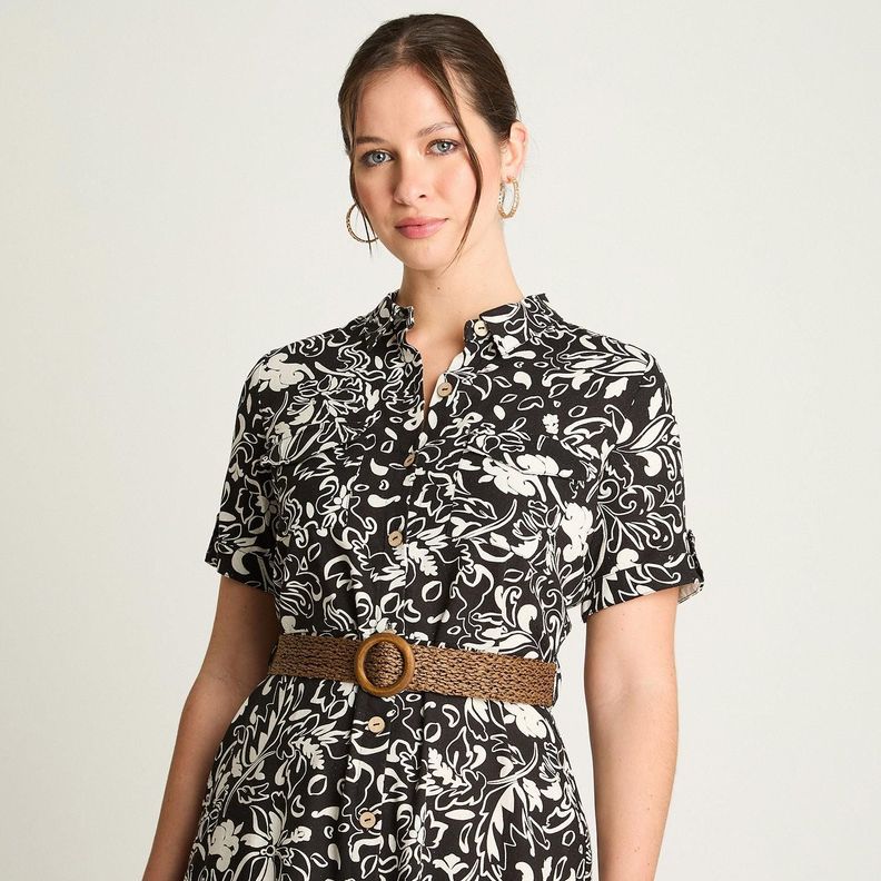 Vestido Midi Estampado Negro-2