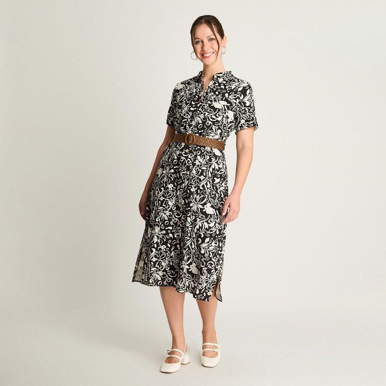 Vestido Midi Estampado Negro-3