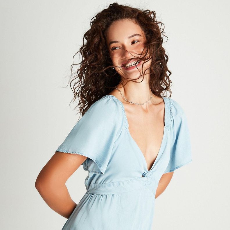 Vestido Midi Lyocell Celeste Detalle En Espalda-2