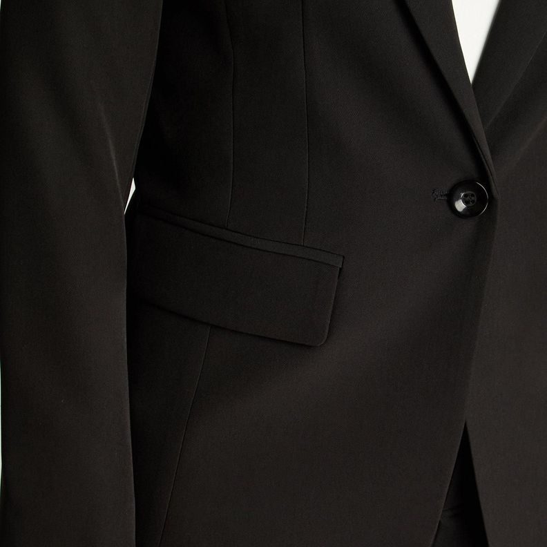 Blazer Manga Larga Un Botón Con Solapa En Bolsillo Negro-2