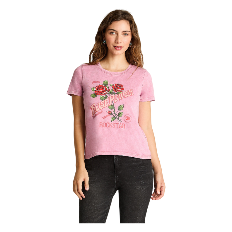 Polera Manga Corta Básica Acid Wash Rosado-0