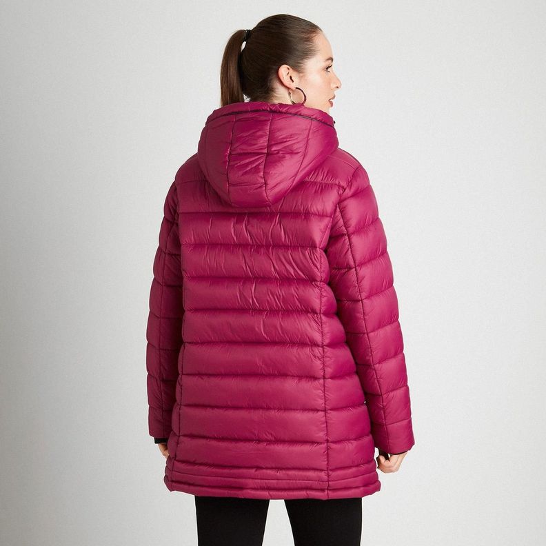 Parka Larga Con Gorro Magenta-1
