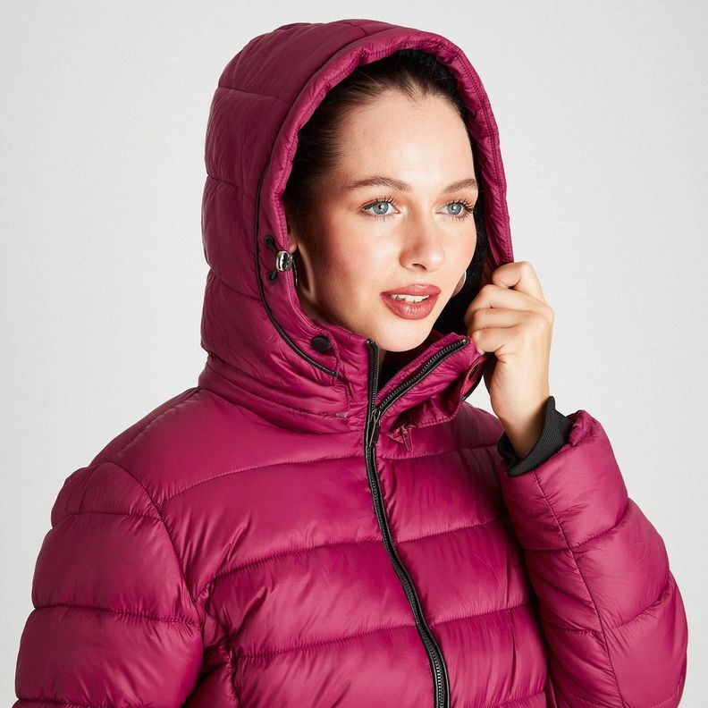 Parka Larga Con Gorro Magenta-2