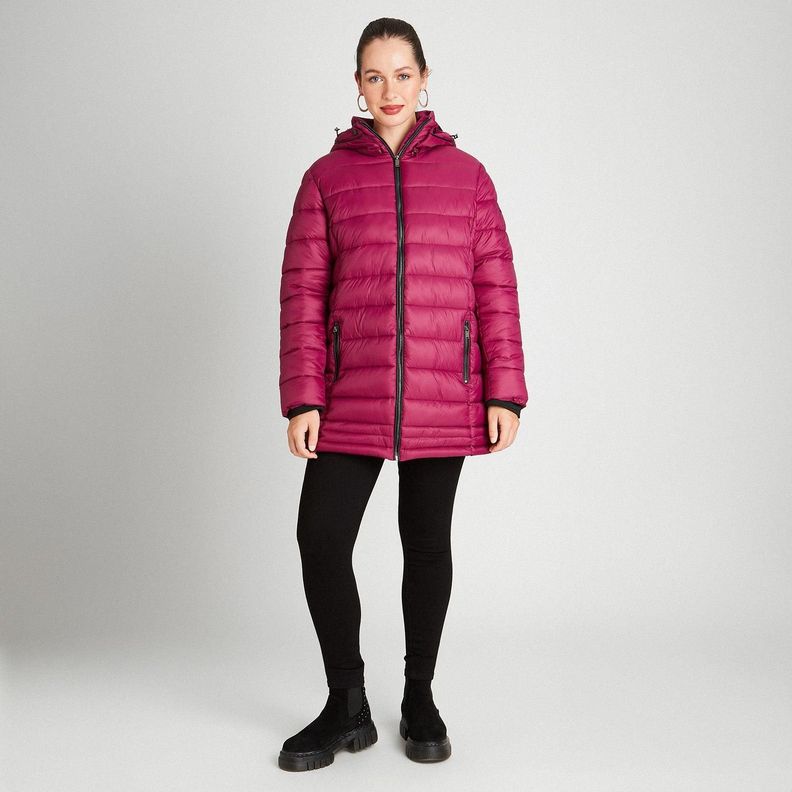 Parka Larga Con Gorro Magenta-3