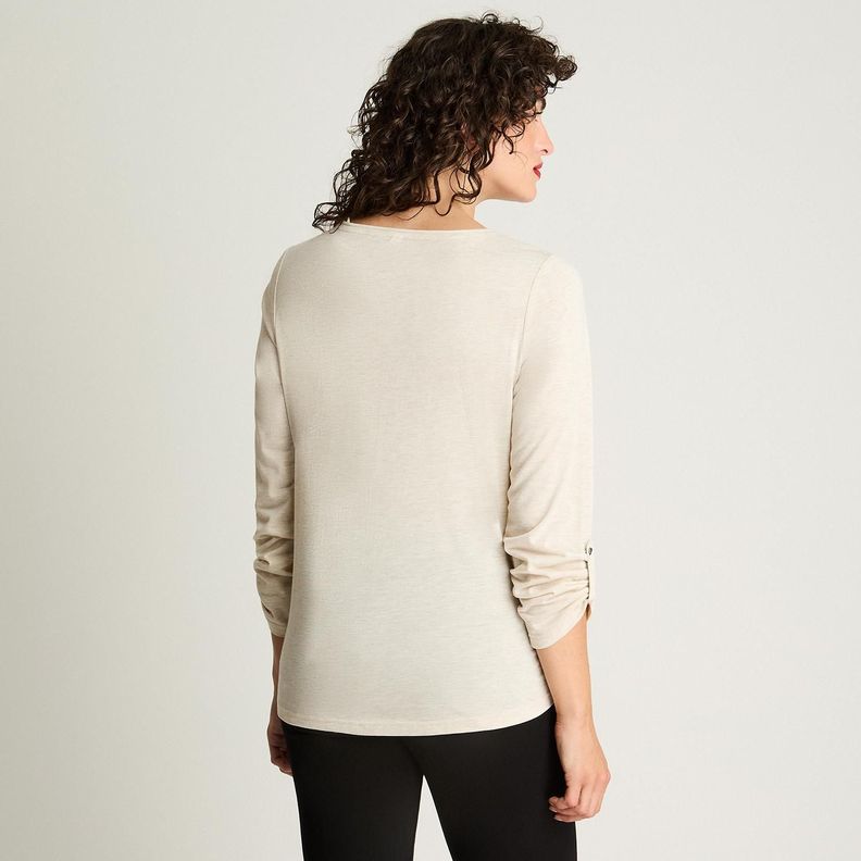 Polera Manga Larga Cuello Redondo Lurex Beige-1