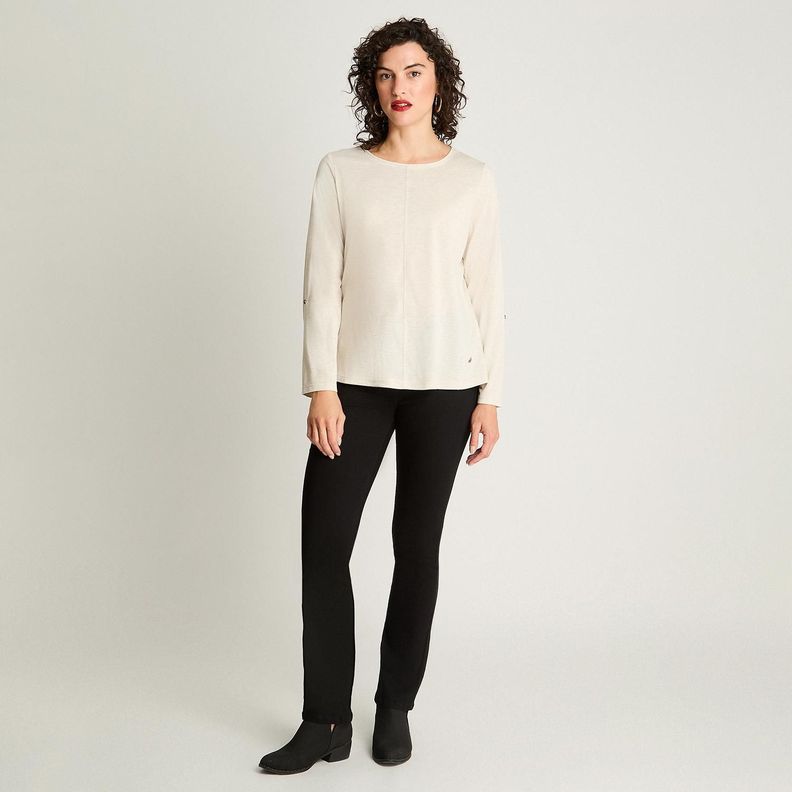 Polera Manga Larga Cuello Redondo Lurex Beige-3