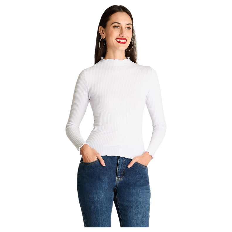 Polera Cuello Roule Manga Larga Basica Blanco-0