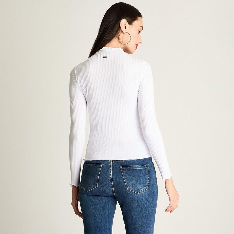Polera Cuello Roule Manga Larga Basica Blanco-4