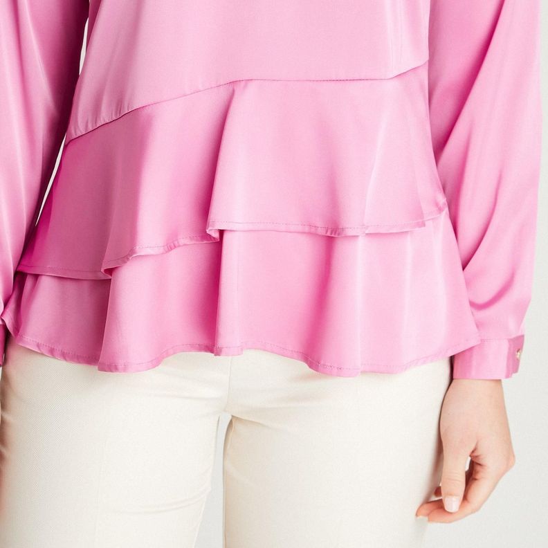 Blusa Rosado Manga Larga Cuello V-2