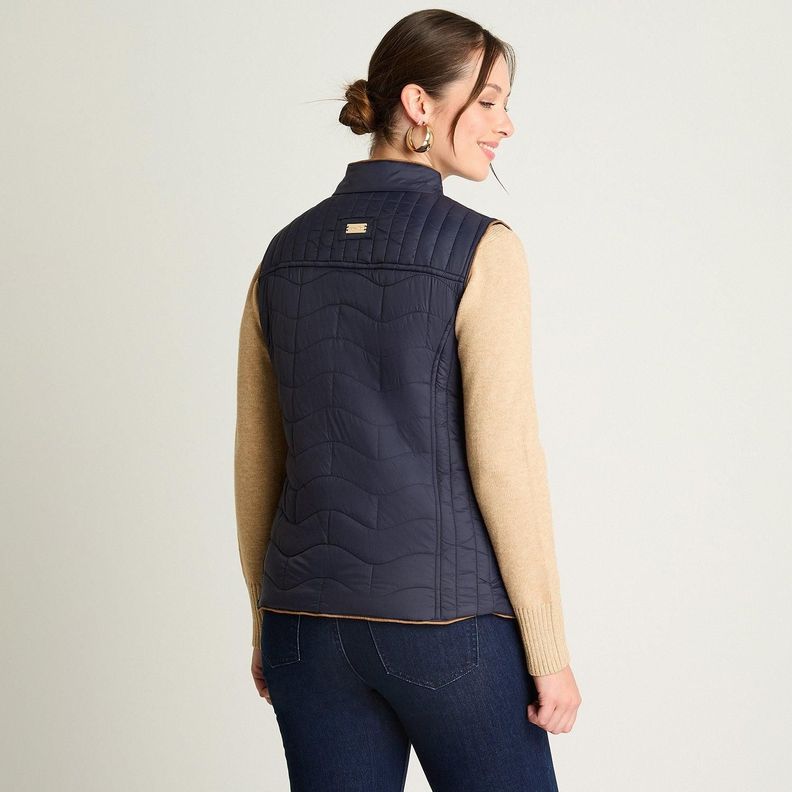 Parka Sin Mangas Con Contrastes De Pu Azul-1