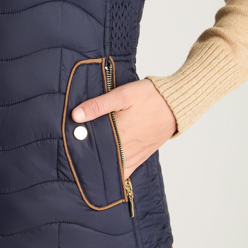 Parka Sin Mangas Con Contrastes De Pu Azul-2