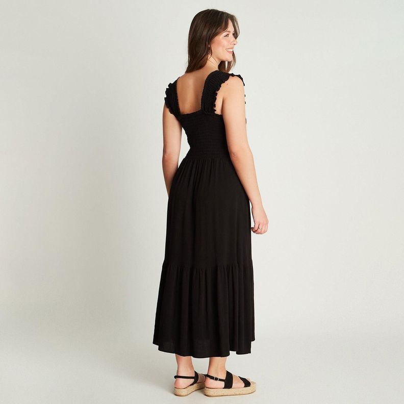 Vestido Maxi Negro Sin Manga Tirantes-1