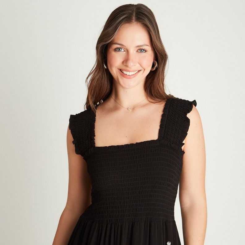 Vestido Maxi Negro Sin Manga Tirantes-2