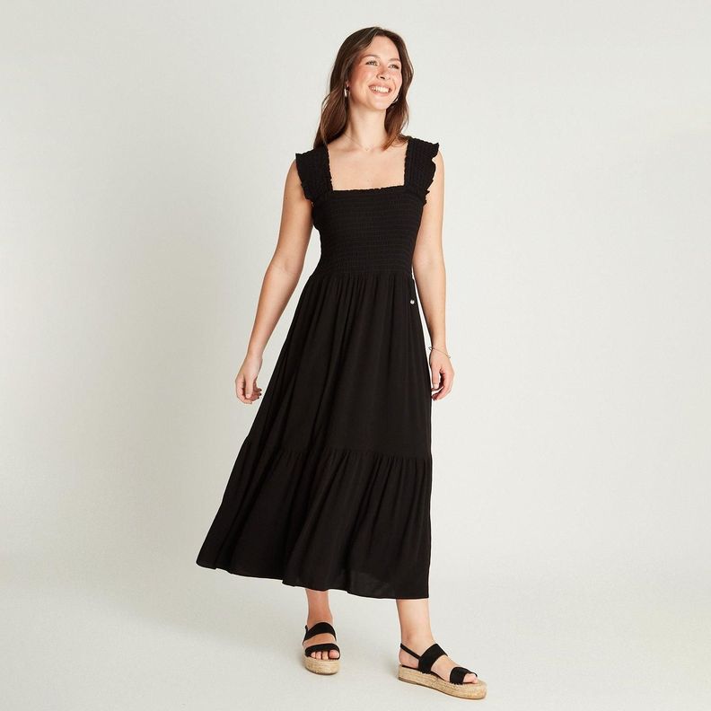 Vestido Maxi Negro Sin Manga Tirantes-3