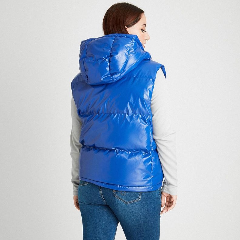 Parka Sin Manga Metalizada Azul-1