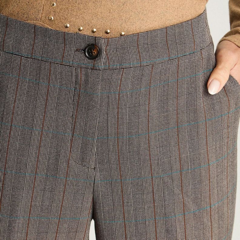 Pantalón Recto Con Un Botón Camel-2