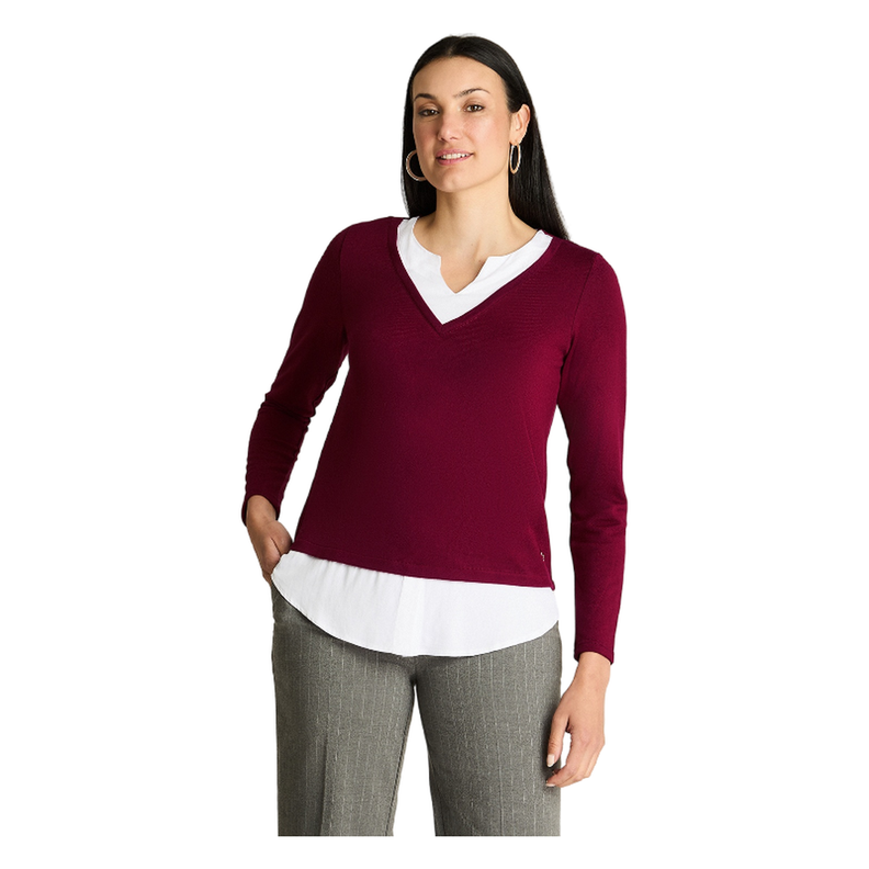 Polera Manga Larga Lanialla Twin Set Blusa Burdeo-0