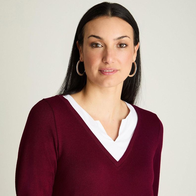 Polera Manga Larga Lanialla Twin Set Blusa Burdeo-2