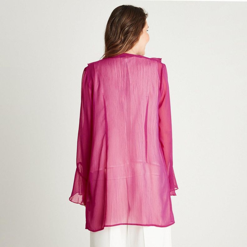 Tapado Fucsia Manga Larga Semi Transparente-1