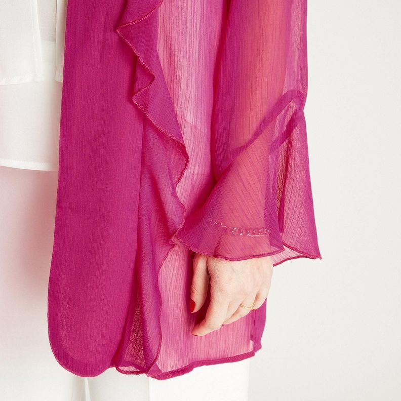 Tapado Fucsia Manga Larga Semi Transparente-2