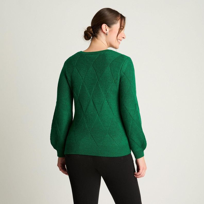 Sweater Manga Globo Rombos Verde-1