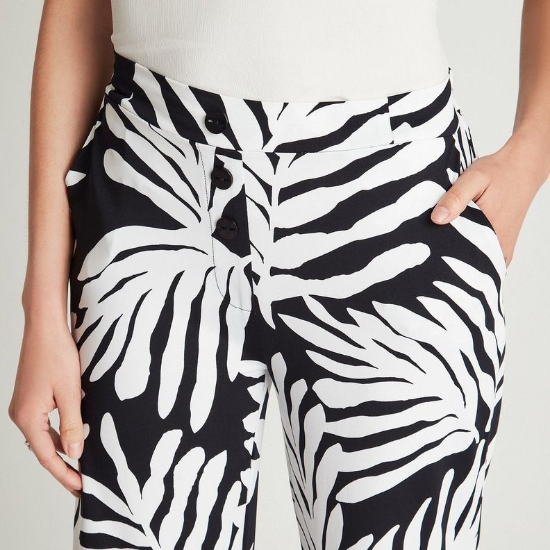Pantalón Sport Azul Pierna Ancha Estampado Palazzo-2