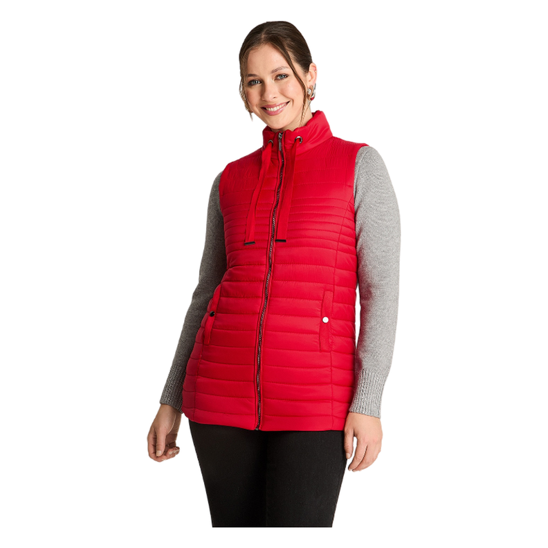 Parka Sin Mangas Con Cierre Rojo-0