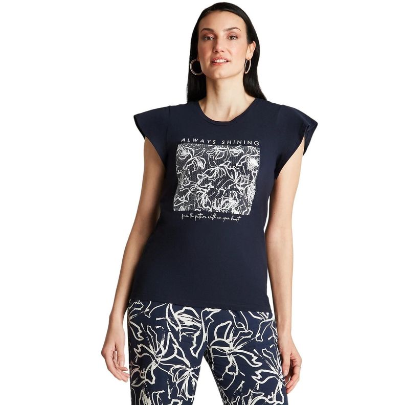 Polera Azul Manga Corta Estampado-0