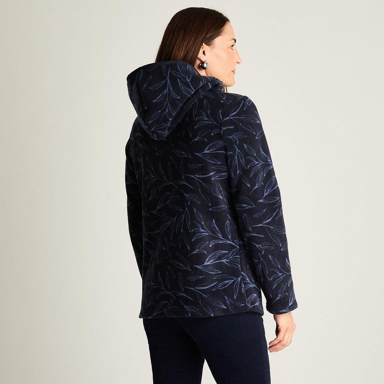 Polerón Polar Estampado Con Detalles En Suede Azul-0