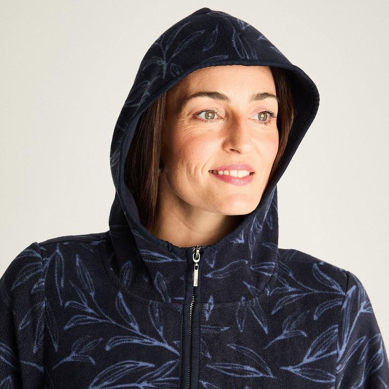 Polerón Polar Estampado Con Detalles En Suede Azul-1