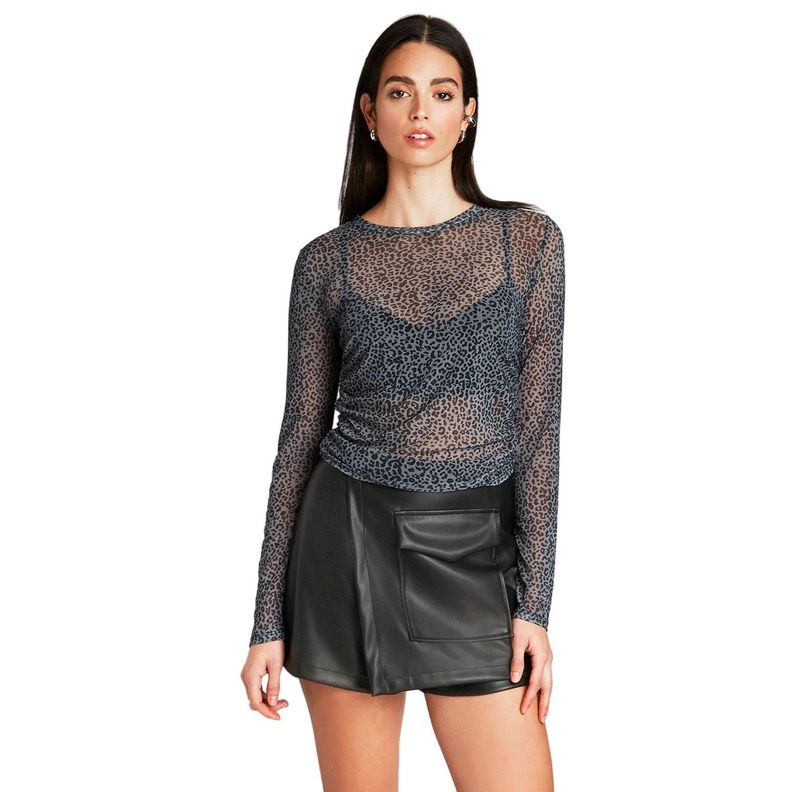 Polera De Mesh Estampada Negro-0