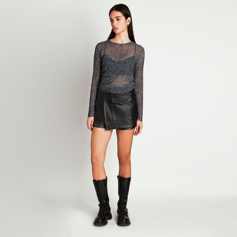 Polera De Mesh Estampada Negro-3