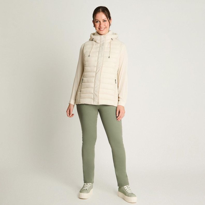 Parka Basica Sin Mangas Beige-3