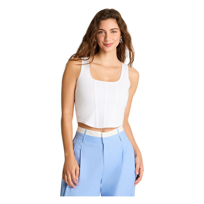 Polera Tipo Corset Sin Mangas Blanco-0