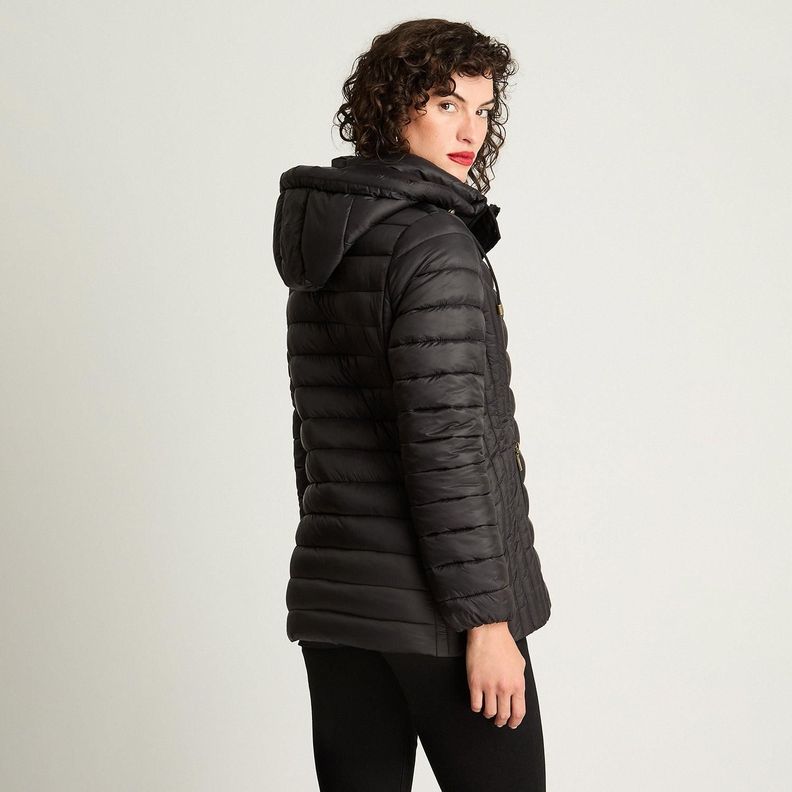 Parka Manga Larga Basica Corta Negro-1