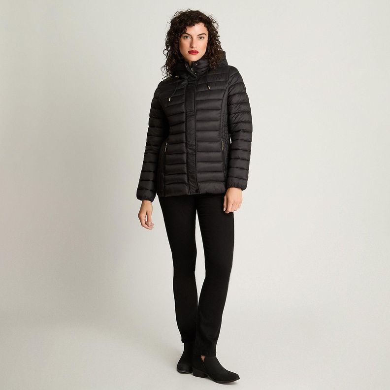 Parka Manga Larga Basica Corta Negro-3