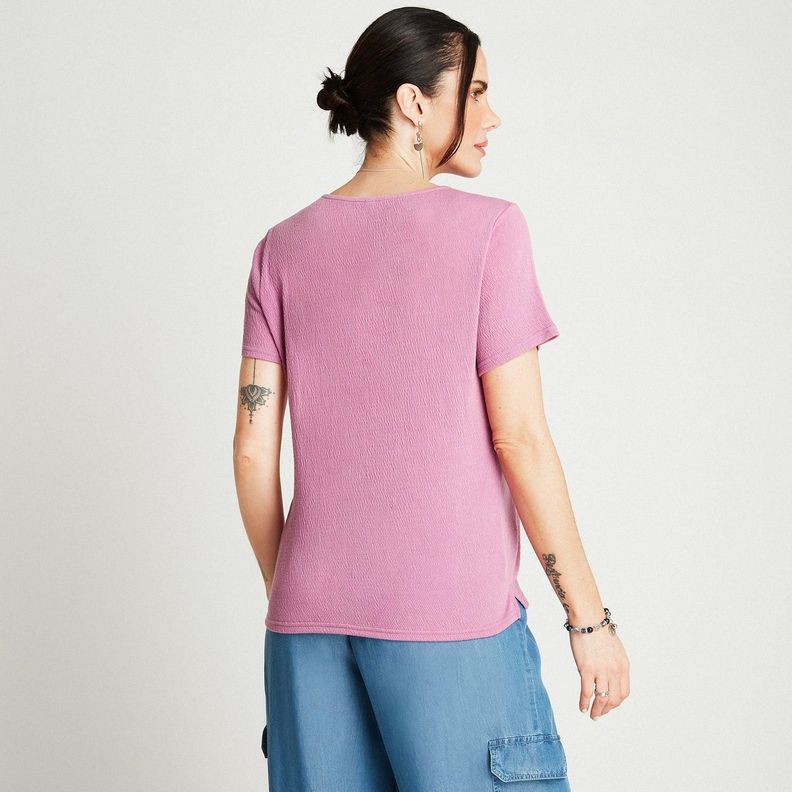 Polera Lila Manga Corta Cuello Redondo-1