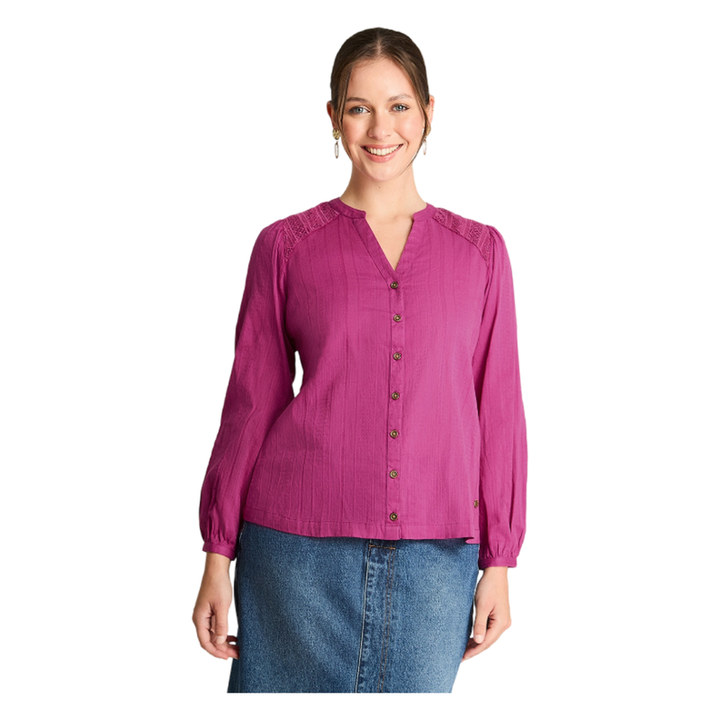 Blusa Manga Larga Aplicaciones Macrame Magenta-0
