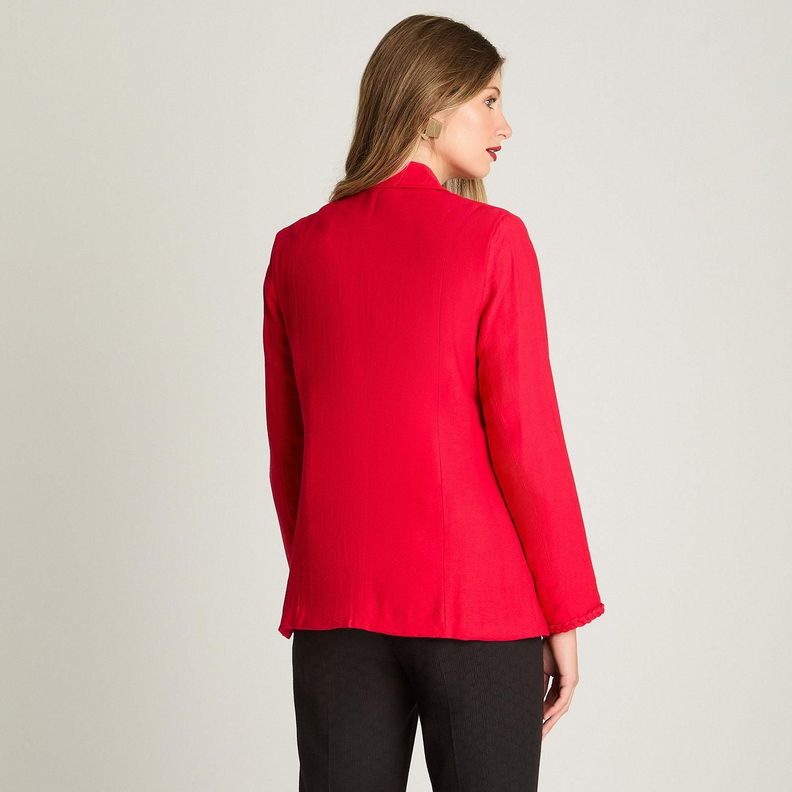 Blazer Manga Larga Con Un Botón Y Aplicación En Bolsillos Rojo-1