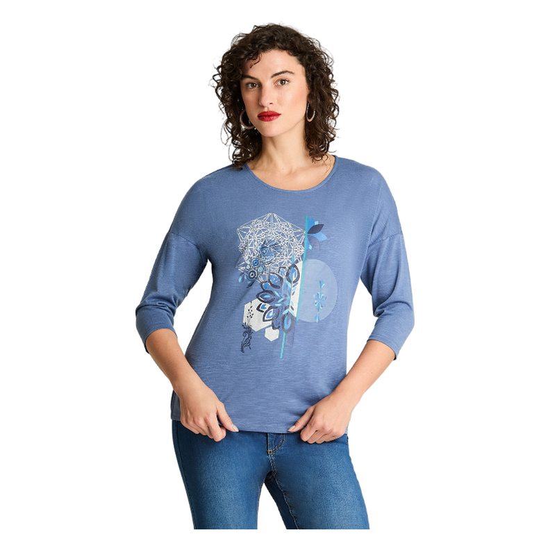 Polera Manga Larga Print Frontal Indigo-0