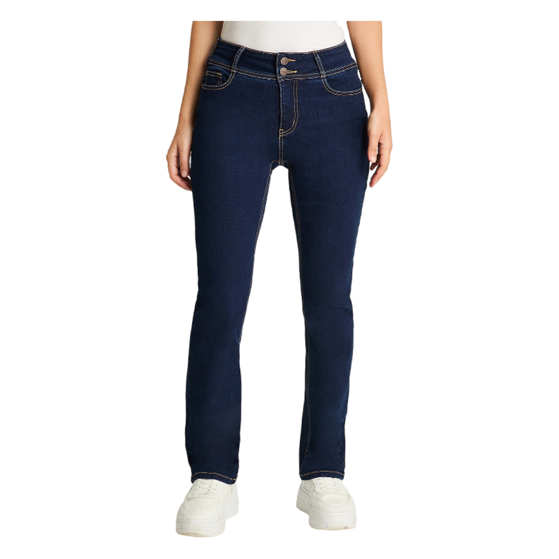 Jeans Recto 5 Bolsillos Push Up Azul Marino-0