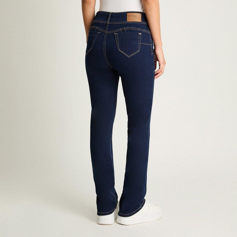 Jeans Recto 5 Bolsillos Push Up Azul Marino-1