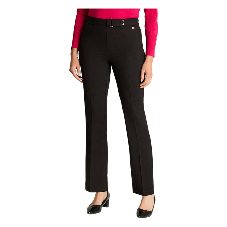 Pantalón Recto Con Pretina Trasera Elasticada Negro-0