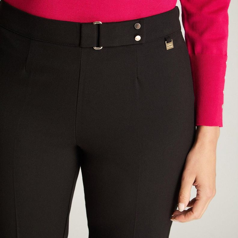 Pantalón Recto Con Pretina Trasera Elasticada Negro-2