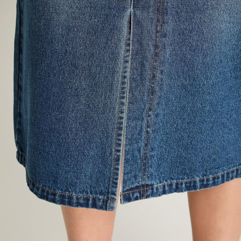 Falda Midi Jeans Abertura Frontal Azul-2
