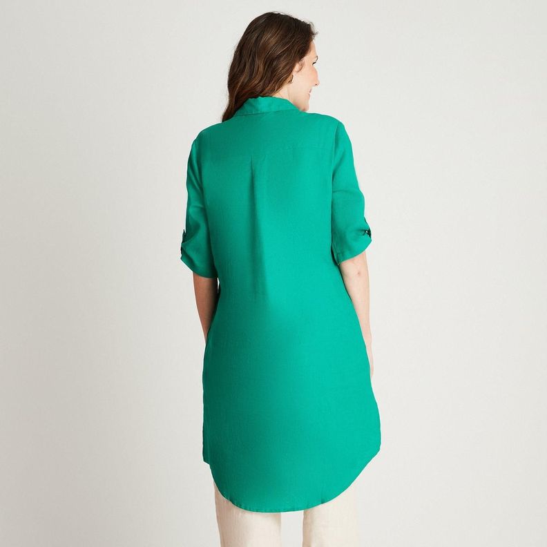 Tapado Verde Manga Codo Cuello Camisero-1